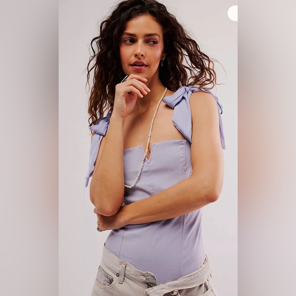 NWT Free People Lola Bodysuit in Color: Icelandic Blue